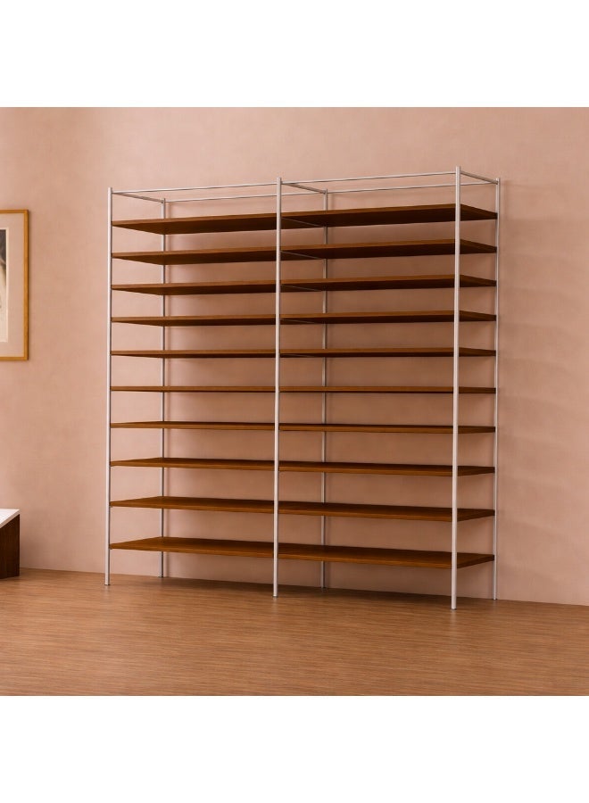 O2. Brown Multi-Functional 10 Layers Shoe Cabinet – Nail-Free Assembly, Strong Load-Bearing up to 40kg, Durable and Stylish 113×30×158 cm - Image 3